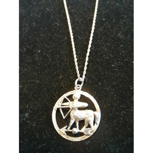 23A - Silver necklace with Sagittarius pendant 4.73 grams