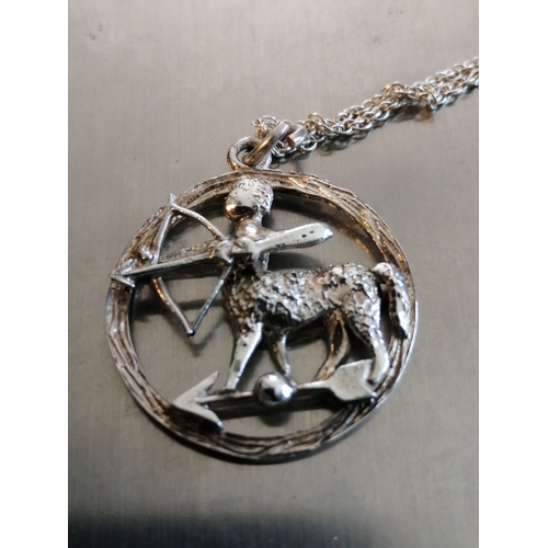 23A - Silver necklace with Sagittarius pendant 4.73 grams