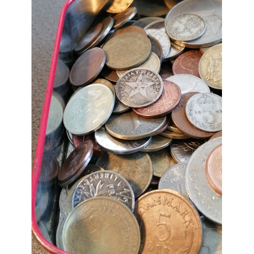 39A - A Rileys Toffee tin full of mixed coinage (silver noted)