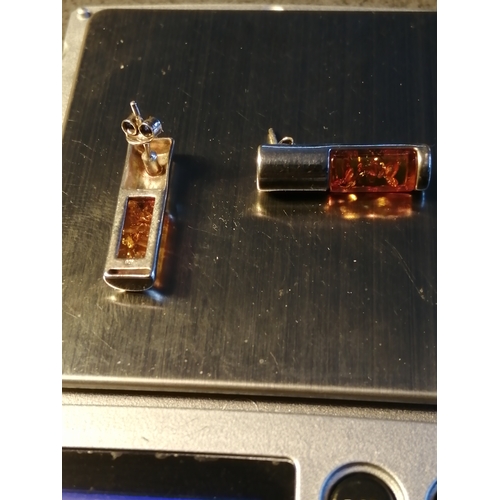 20A - Silver earrings set with amber 4.62 grams