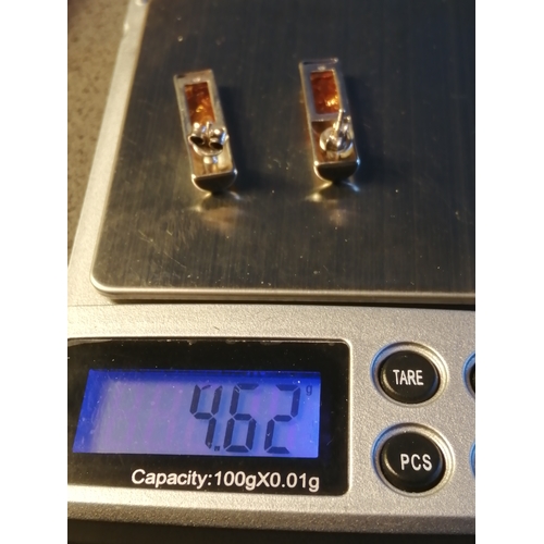20A - Silver earrings set with amber 4.62 grams