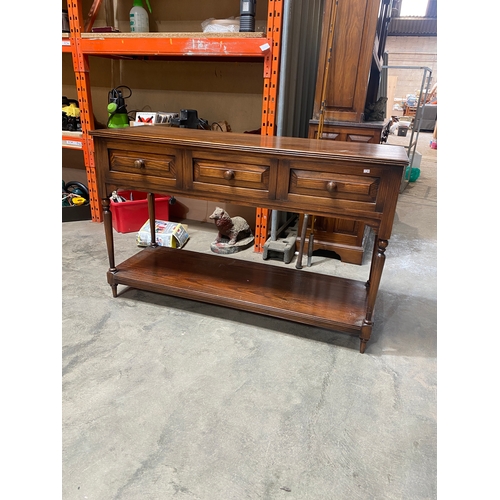 189 - Large side wall 3 drawer table - Lx 135cm, Dx 46cm, Hx 86cm