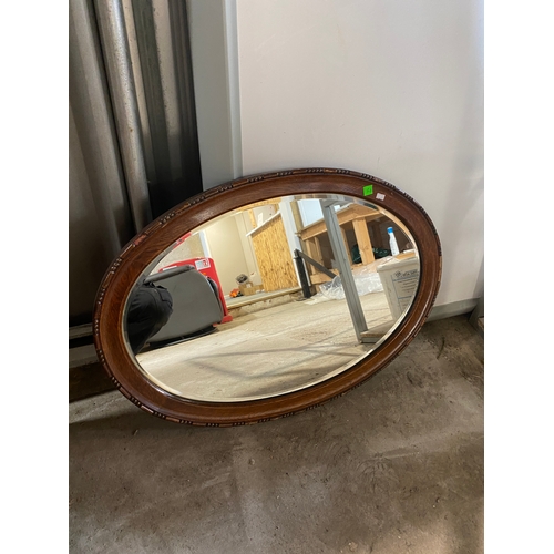 190 - Wooden oval mirror - very nice condition - 80cm long
