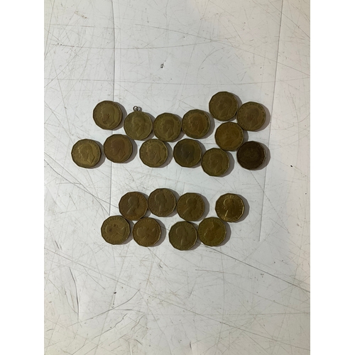 36 - Quantity of brass 3 pence pieces