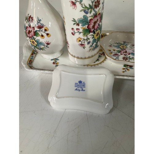 55 - Selection of Coal Port bone china bud vase, trinket trays and small vase  all the Ming Rose  pattern