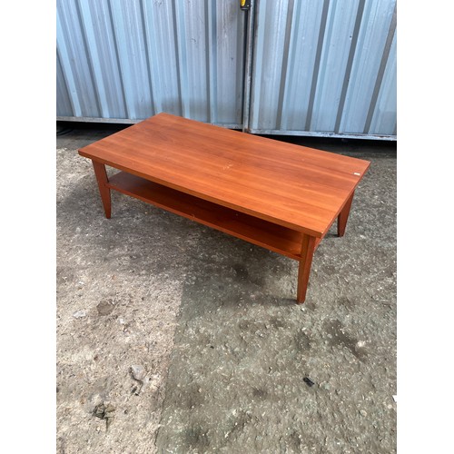 411 - Large Danish coffee table with shelf