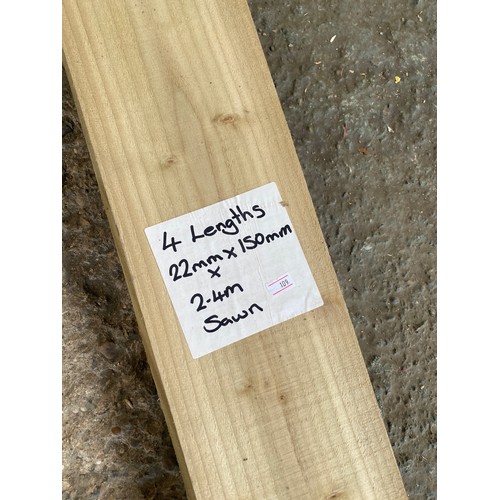 396 - 4 x 2.4m lengths sawn timber  22mm x 150mm