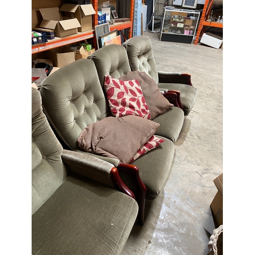 366 - Upholstered 2 seater sofa & 2 armchairs