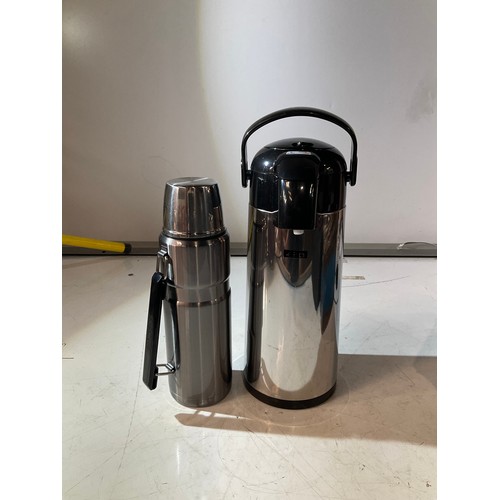 261 - stainless steel 1.2l thermos flask and Elia table top drinks dispenser