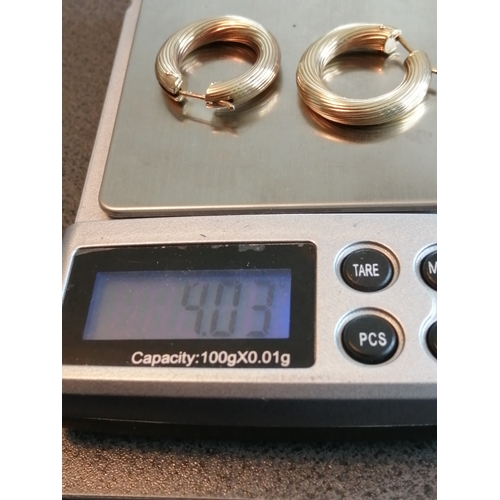 28A - 9ct gold earrings (Hoop type) 25mm diameter 4.03 grams