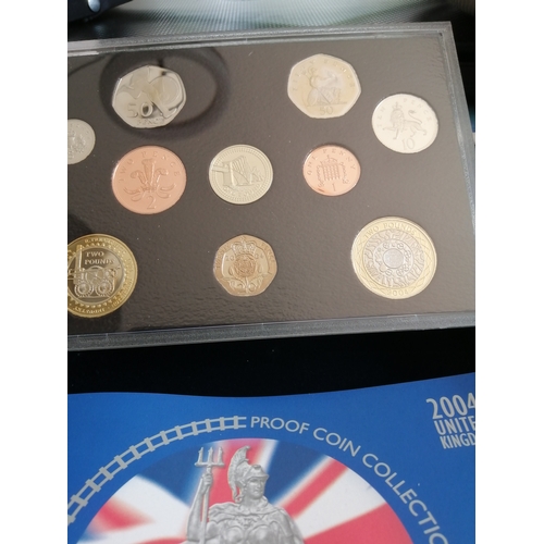 38A - 2004 proof set (10 coins) including 2 x 2 pounds and 2 x 50p coins