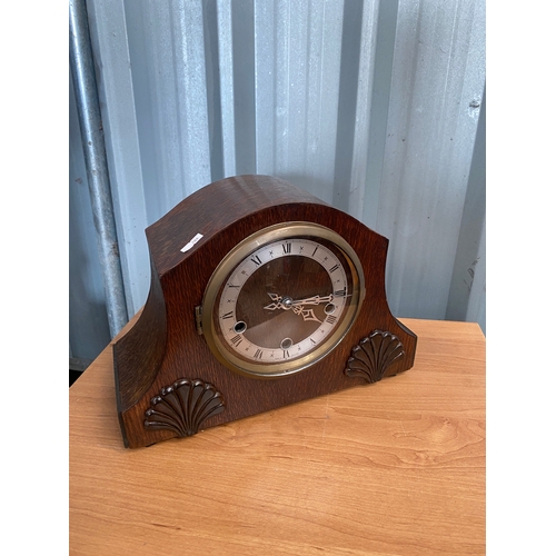 Enfield mantle clock with shell carving made in England clock movement