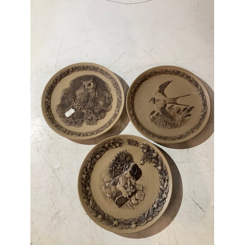 30 - Set of 3 Poole limited edition Barbara Linley Adams pottery plates