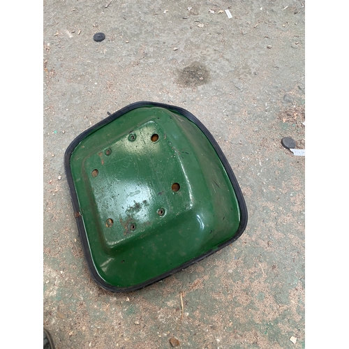 51 - Vintage tractor seat with green metal back