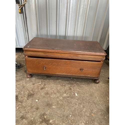 138 - Large dark wood storage chest with drawer - 1.2m