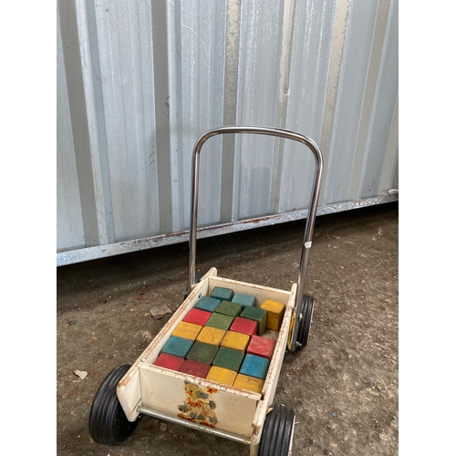 199 - Vintage children’s trolley with building blocks