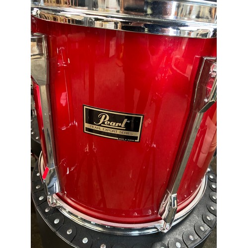 439 - Lovely red pearl export drum kit with le blond storage cases & some pedal & stands