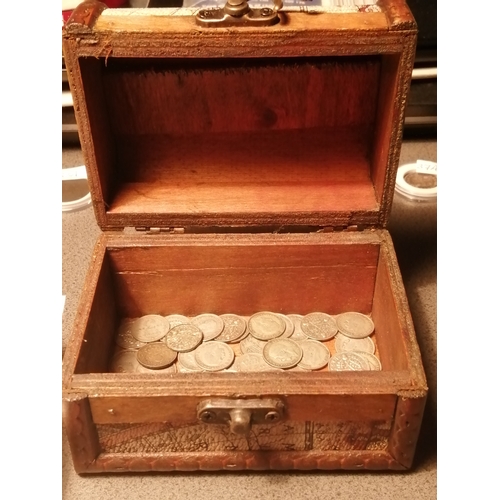 38A - A treasure chest containing real treasure! Approximately 50 silver threepenny bits