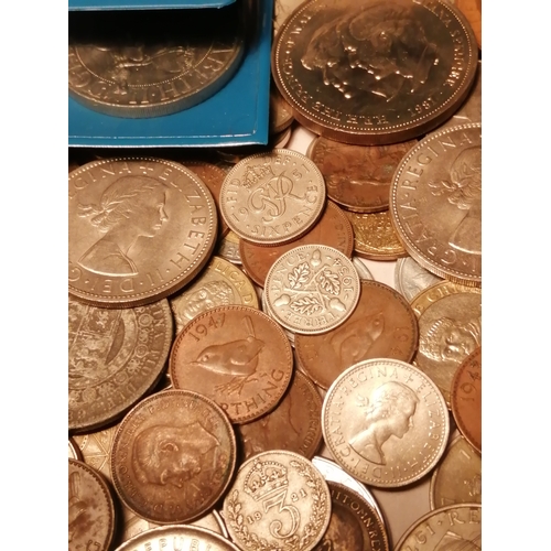 39A - Box of mixed coinage (silver and Roman coins noted)