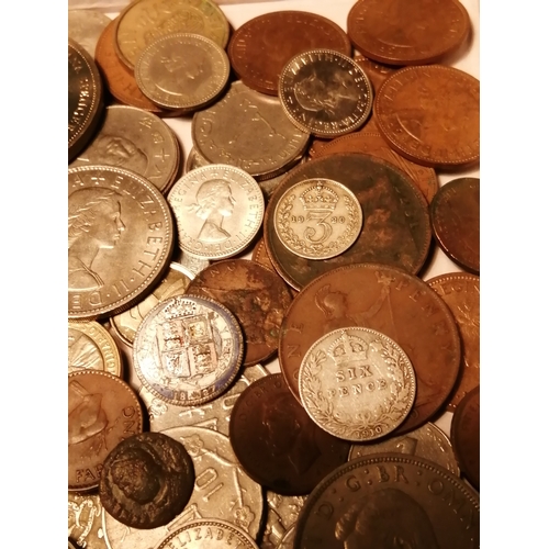 39A - Box of mixed coinage (silver and Roman coins noted)