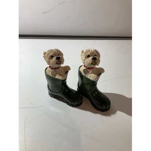 25 - Pair of Westie dogs in boots