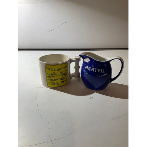 44 - Martell cognac brandy jug & Creole mustard Portmeirion tankard