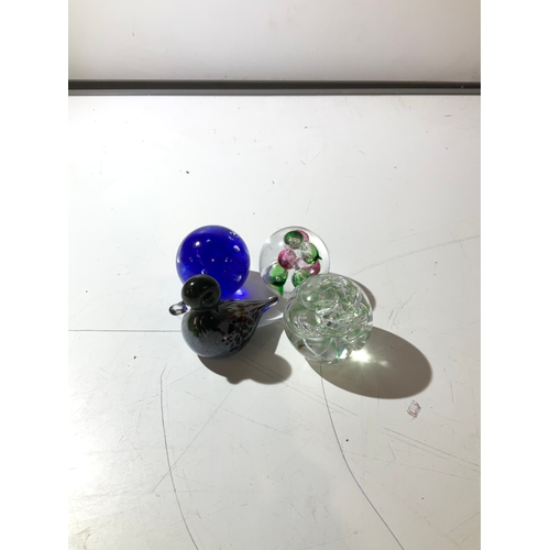 54 - Quantity of glass paper weights by Langham inc glass duck