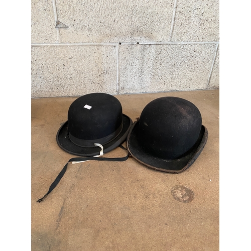 55 - 2x bowler hats - one stamped Lock & Co Hatters London