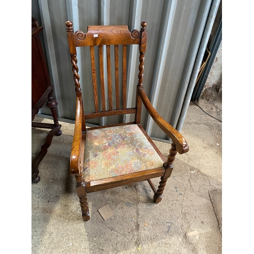 160 - Vintage barley twist carved chair