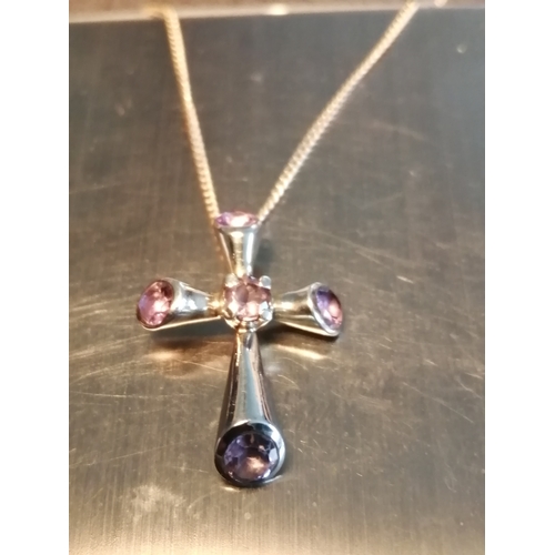 24A - Silver necklace with cross pendant 4.57 grams