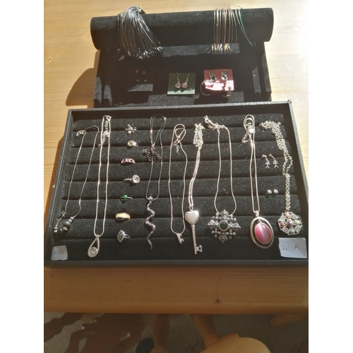 41A - 2 trays of mixed jewellery including necklaces, bracelets, rings and earrings (trays not included)