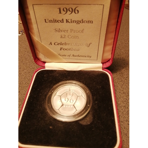 36A - 1996 Celebration of football silver proof 2 pounds coin