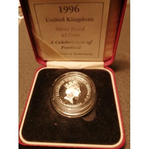 36A - 1996 Celebration of football silver proof 2 pounds coin
