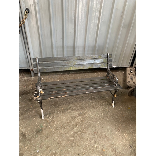 197 - Garden bench with cast iron ends