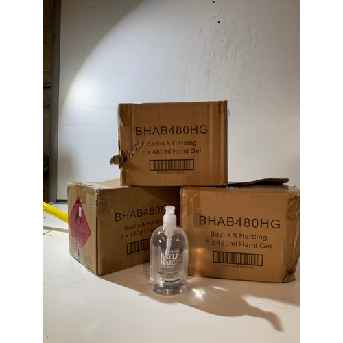 200 - 3x boxes of 6 Baylis & Harding antibacterial gel