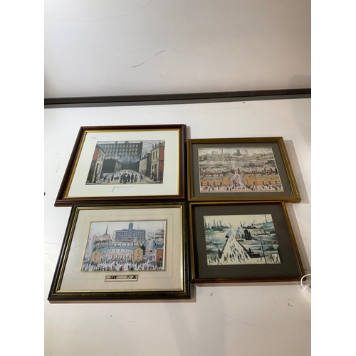 154 - framed and glazed prints of Lowry canal Bridge series No 2193. and Street scene (Southport) plus 2 o... 