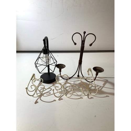 157 - battery operated led table lamp over the door coat hooks and candle wall scounce