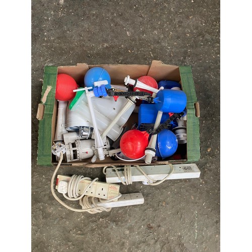 167 - mixed box including extension leads, plumbing items  ballcocks and  etc