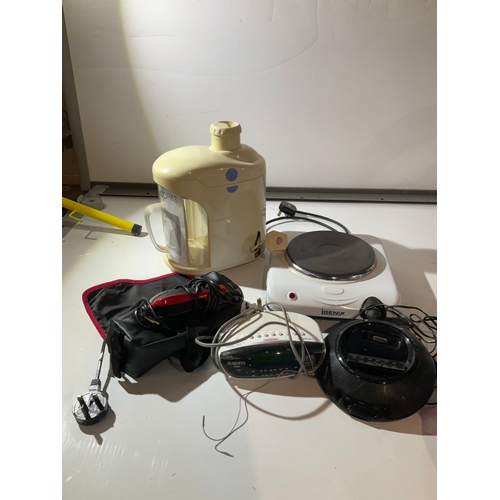 114 - Collection of Mixed Electrical Goods inc Hot plate, alarm clock etc