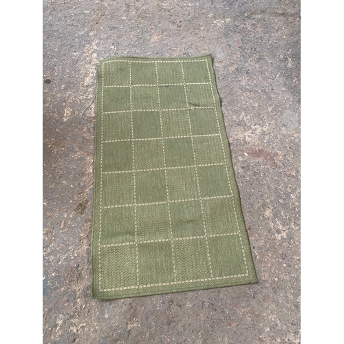 146 - Large Green Checked Flatweave Rug