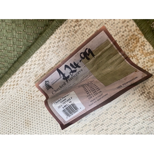 146 - Large Green Checked Flatweave Rug