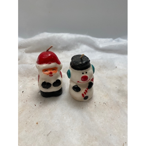 173 - Vintage small Santa & snowman candles