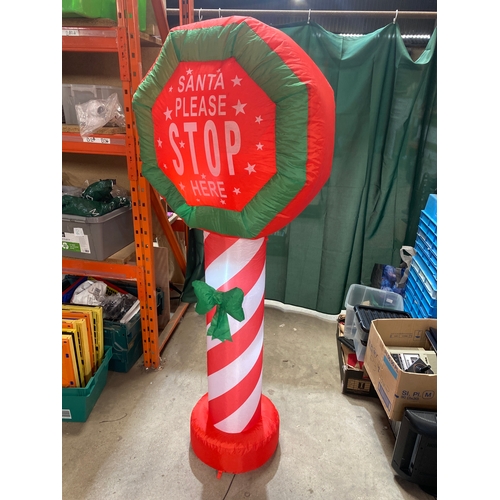 191 - Tall 6ft inflatable Santa please stop here sign