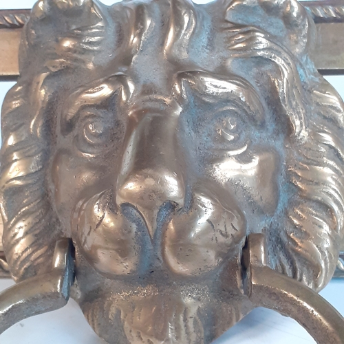 24 - Heavy brass lion head door knocker and letterbox