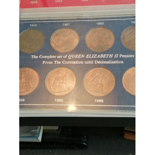 32A - 2 x coin sets Queen Elizabeth II sixpences 1953 to 1967 (complete) and Queen Elizabeth II pennies 19... 