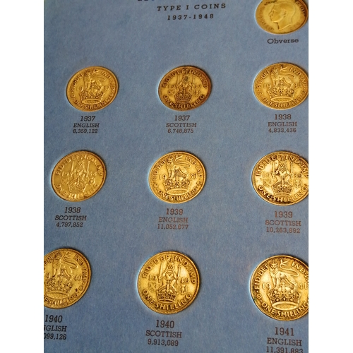 35A - Shillings of George VI in a Whitman folder 1937 to 1951 (complete) 31 coins including 21 silver Appr... 