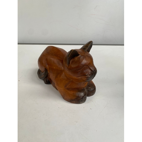 108 - Wooden cat figurine