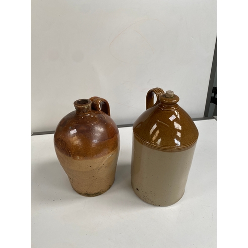 175 - Pair of glazed ceramic flagons