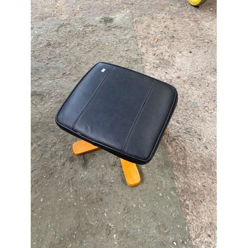 217 - Black leatherette foot stool