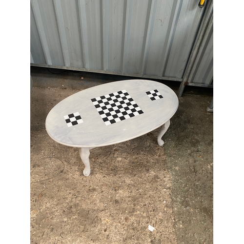 228 - Occasional table hand painted into a chess/gaming table